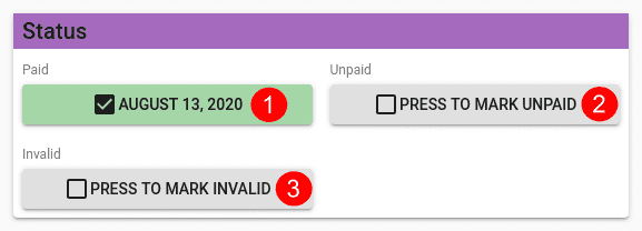 Invoice - Status Pane