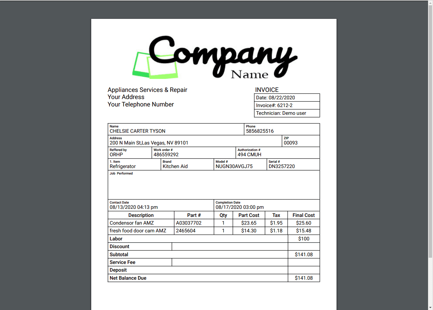 Invoice print