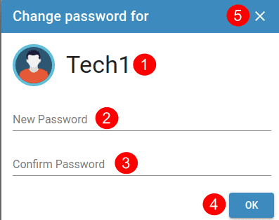 Settings - User Password dialog