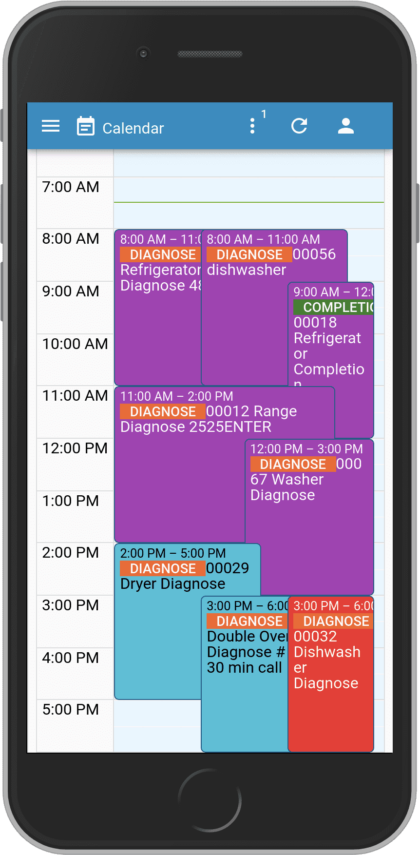 Calendar - Mobile view