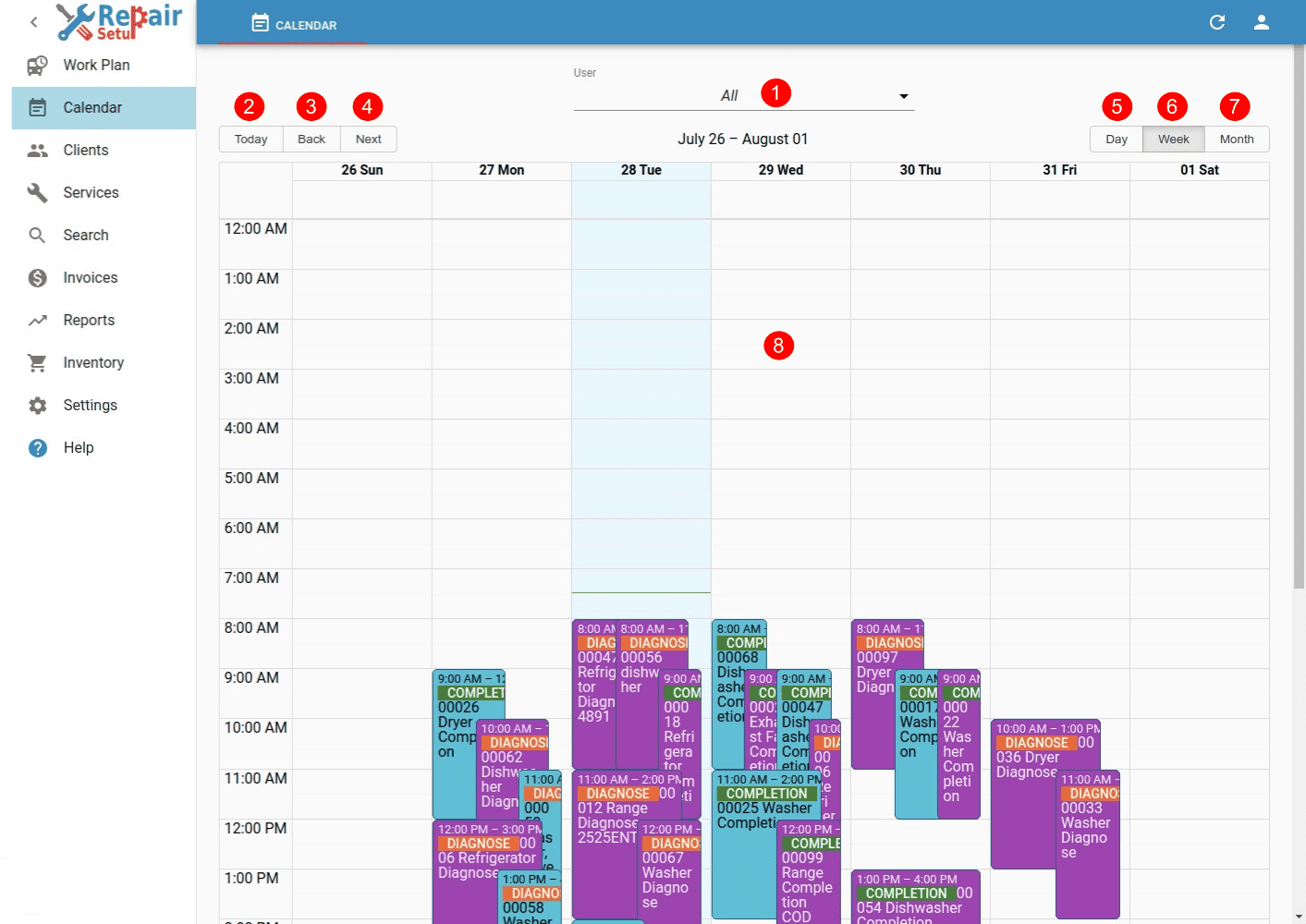 Calendar - Desktop view