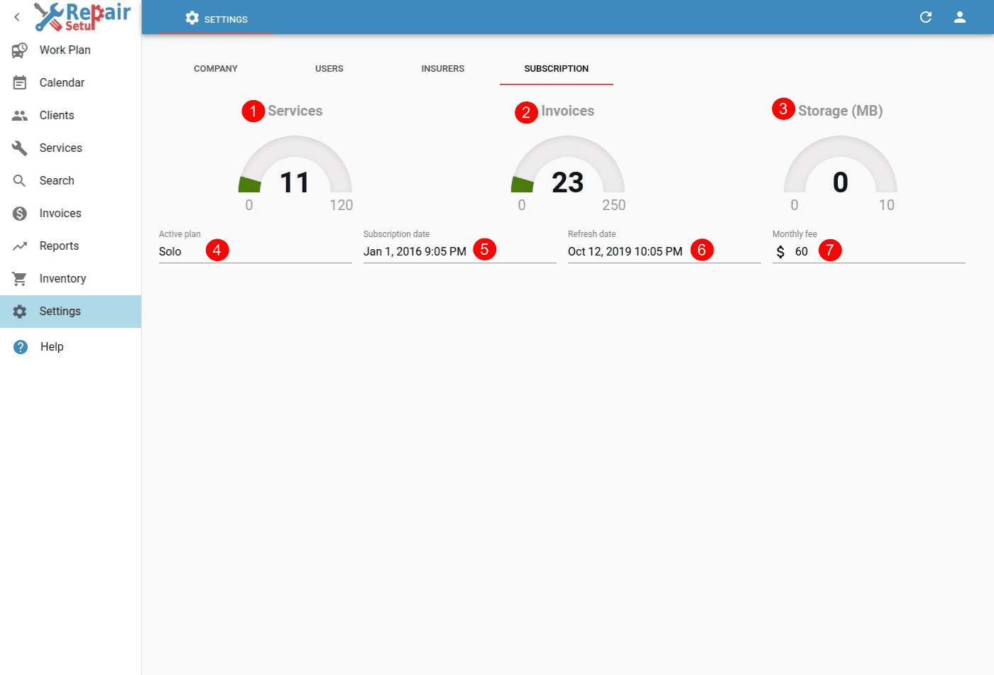 Settings - Subscription