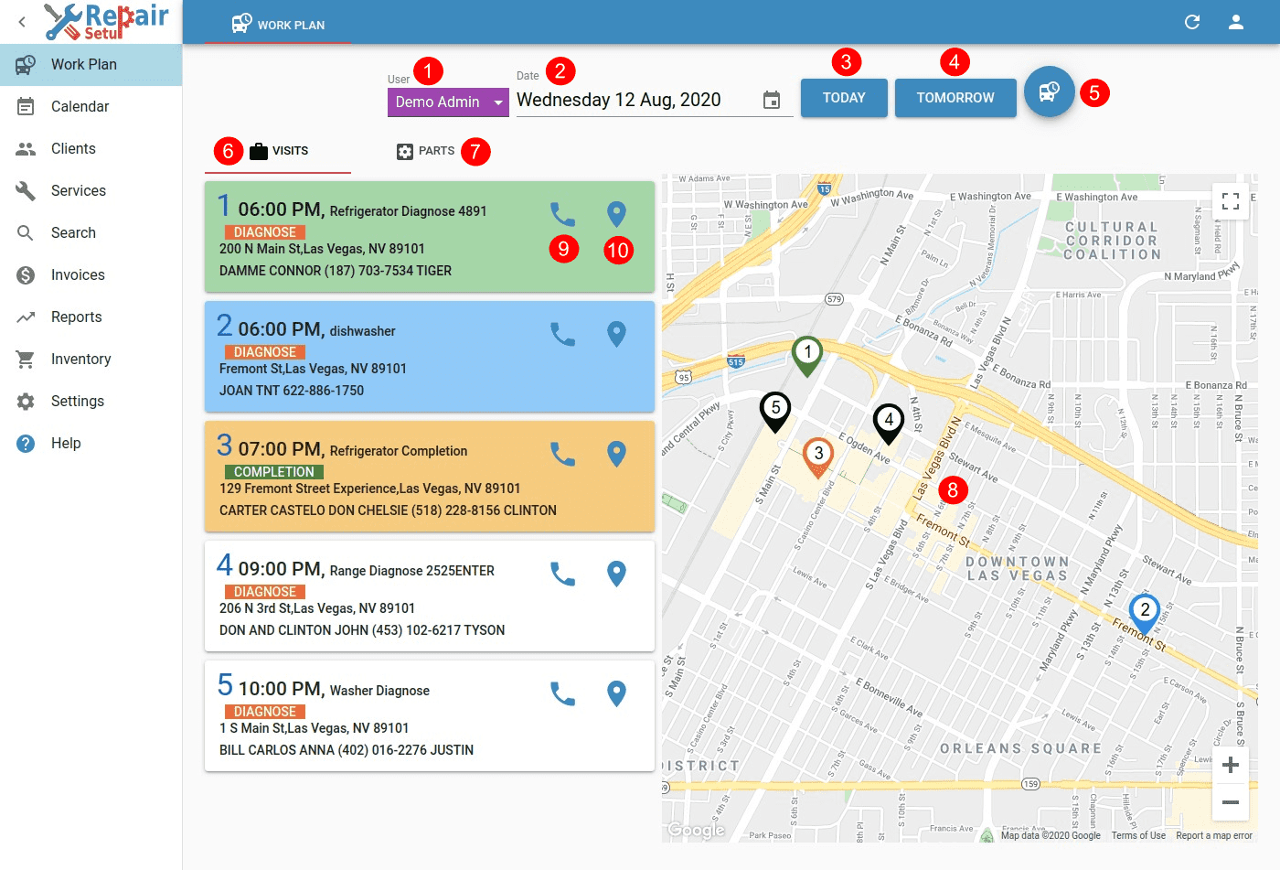 Workplan - Visits & Map view