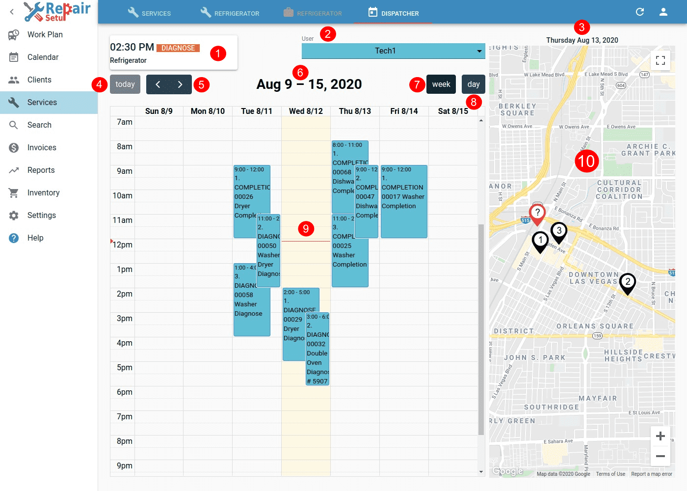 Dispatch - Visits & Map view