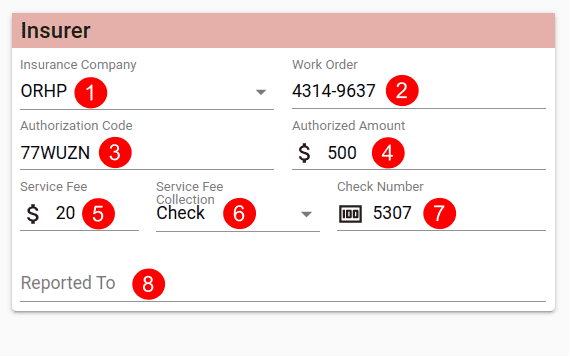 Service - Insurer pane